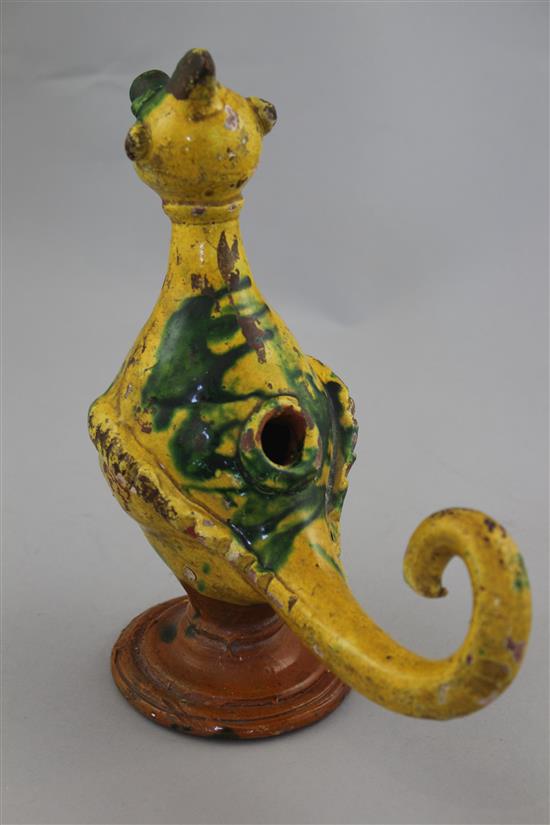 A rare Cannakale pottery bird-shaped ewer, 19th century, 21cm